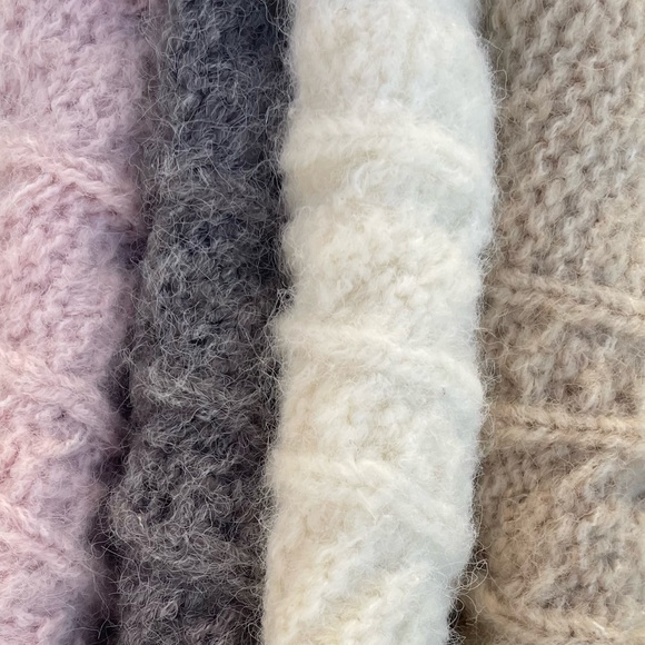 102. OVERSIZED MAXI LONG Grey Gray Cardigan Chunky Long Cable Duster Fuzzy - Picture 10 of 11